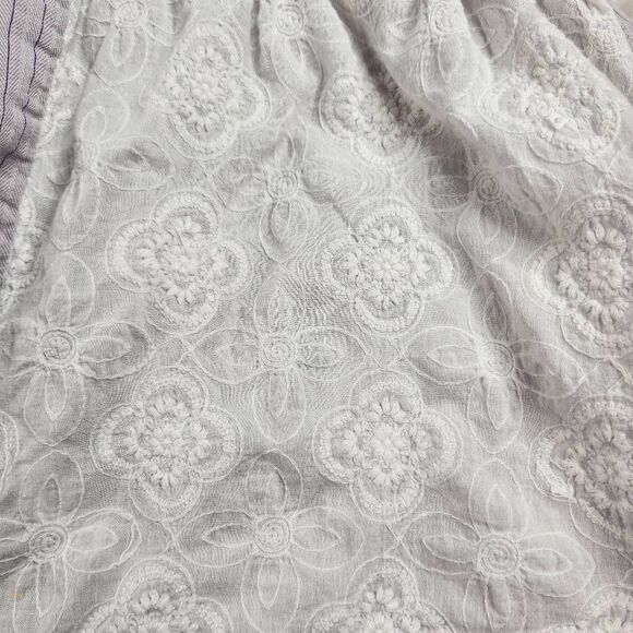 Forla Paris Women's Mixed Medium Stripe Eyelet Lace Boho Nautical Preppy Women's - Picture 7 of 9